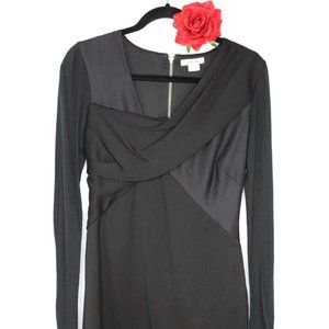 Helmut Lang Dress Size 6 Black Sheath Dress Long Sleeve Wrap Front Short